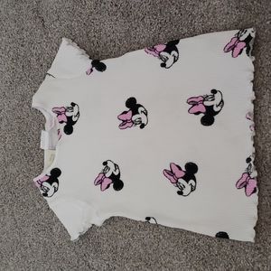 White ribbed t-shirt from Zara size 2-3Y with minnie mouse print